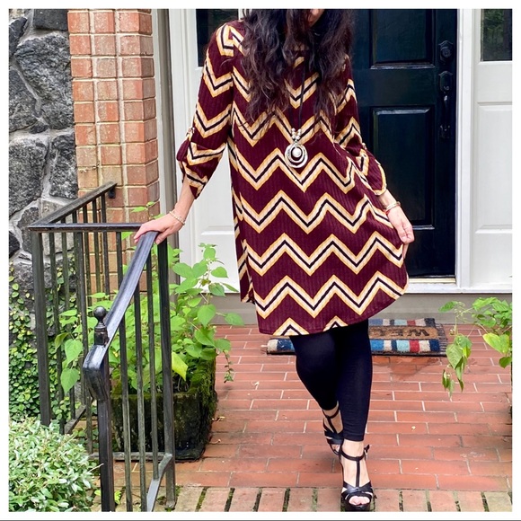CHEVRON PRINT TUNIC DRESS - Picture 4 of 15